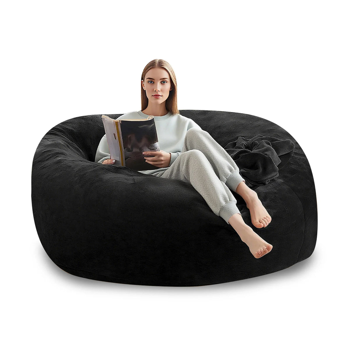 120CM×120CM×60CM, adult beanbag chair with padded beanbag inside, memory foam chair, soft flannel washable cover, ideal reading seat for bedrooms and dorms.