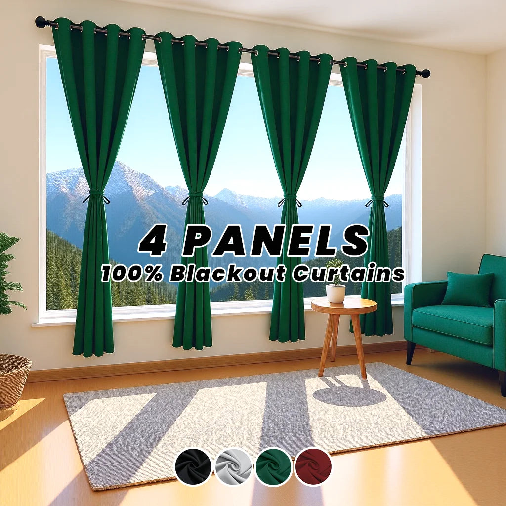 4 Panels 100% Blackout Curtains, Thermal Noise Reduce Privacy Drapes, Modern Home Xmas Decor for Living Room Bedroom Balcony