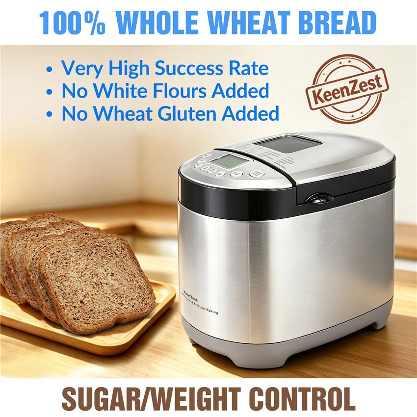 KeenZest Smart Automatic Bread Maker With Customizable Baking Cycles