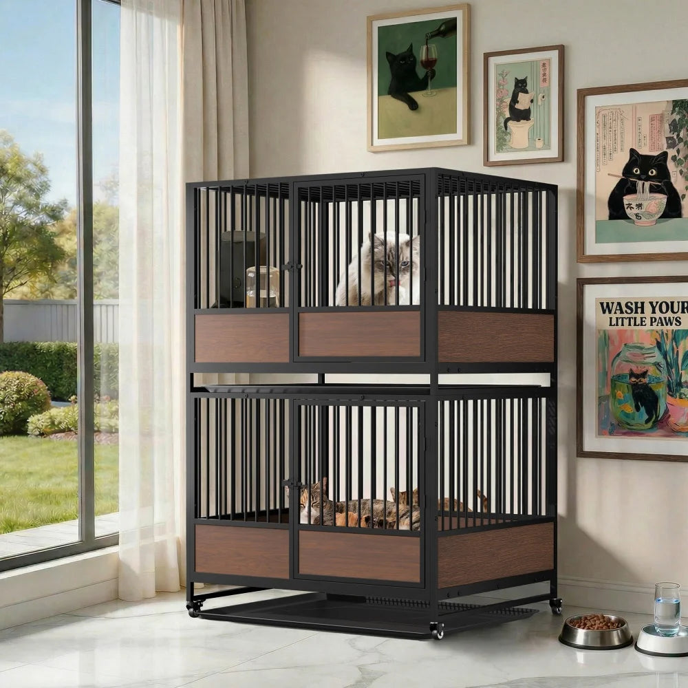 Heavy Duty Metal Cat Cage Enclosure Playpen Kennel for Cats