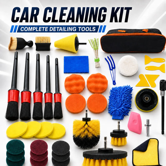 New Car Cleaning Kit Scrubber Drill Detailing Brush Set Air Conditioner Vents Towel Polisher Car Auto Detailing Tools