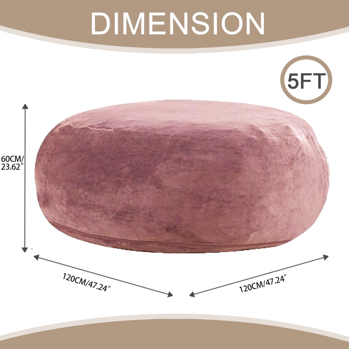 120CM×120CM×60CM, adult beanbag chair with padded beanbag inside, memory foam chair, soft flannel washable cover, ideal reading seat for bedrooms and dorms.