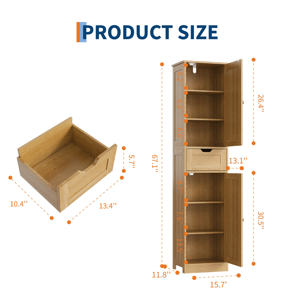 Space-Saving Slim Bathroom Storage Cabinet – Vertical Organizer Rack, Robust Particle Board, Appropriate for Basin Area, Compact Solution, Rustic Style