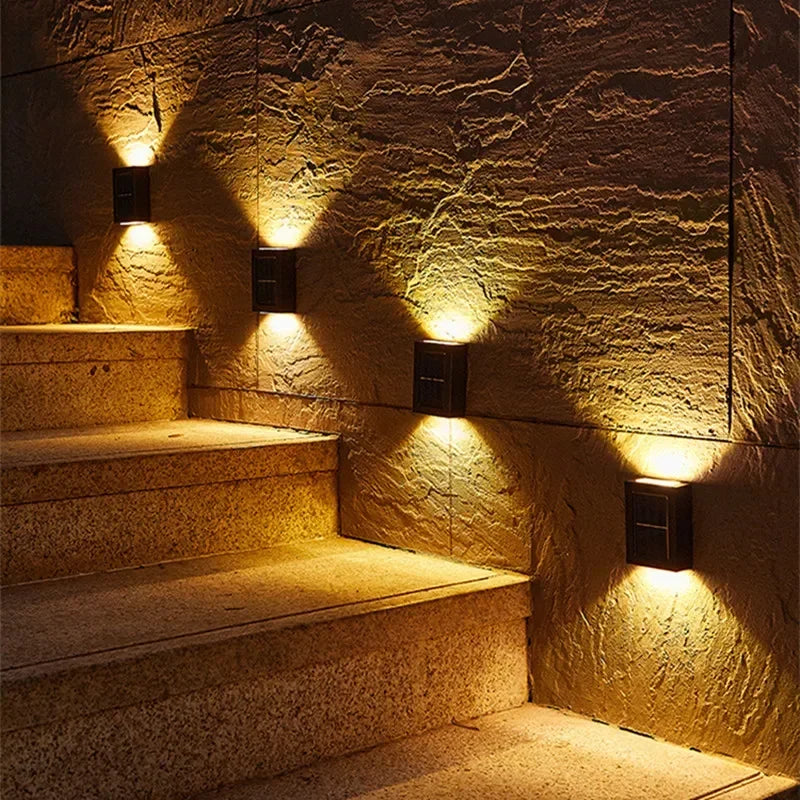 AlliLit Waterproof Solar LED Wall Lights Outdoor Garden Yard Decoration