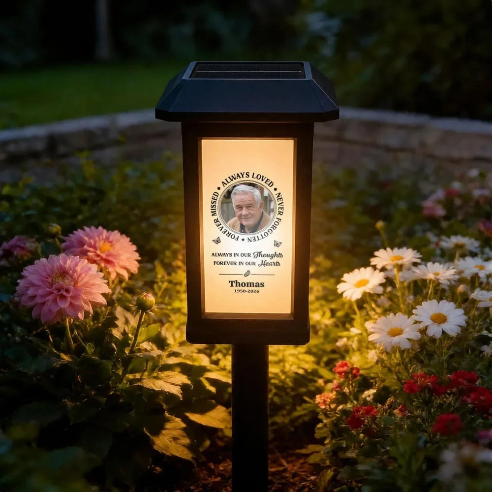 Personalized Memorial Solar Garden Light with Customized Photo Memorial Plaque Memorial Day & Grandparents Day
