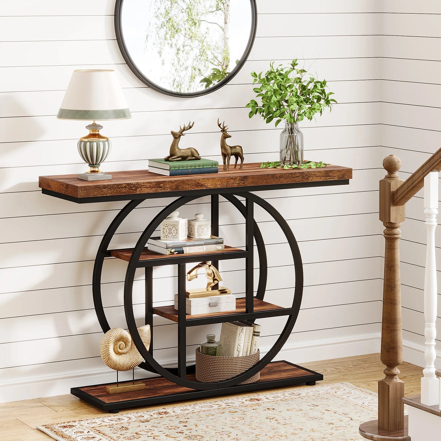 Tribesigns Industrial Console Table 4 Tier Storage Entryway Hallway Stand
