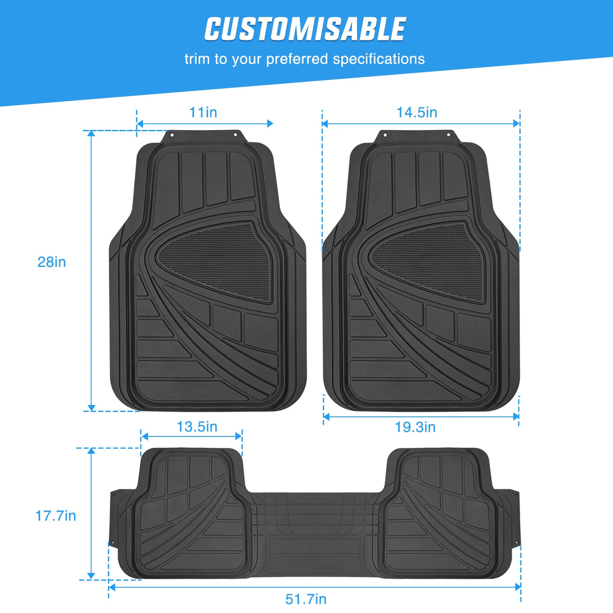 Nilight PVC Floor Mats for Cars Trucks SUVs,Universal Trim to Fit for Most Vehicles,All Weather Protection Heavy Duty Floor Liners,Pack of 4