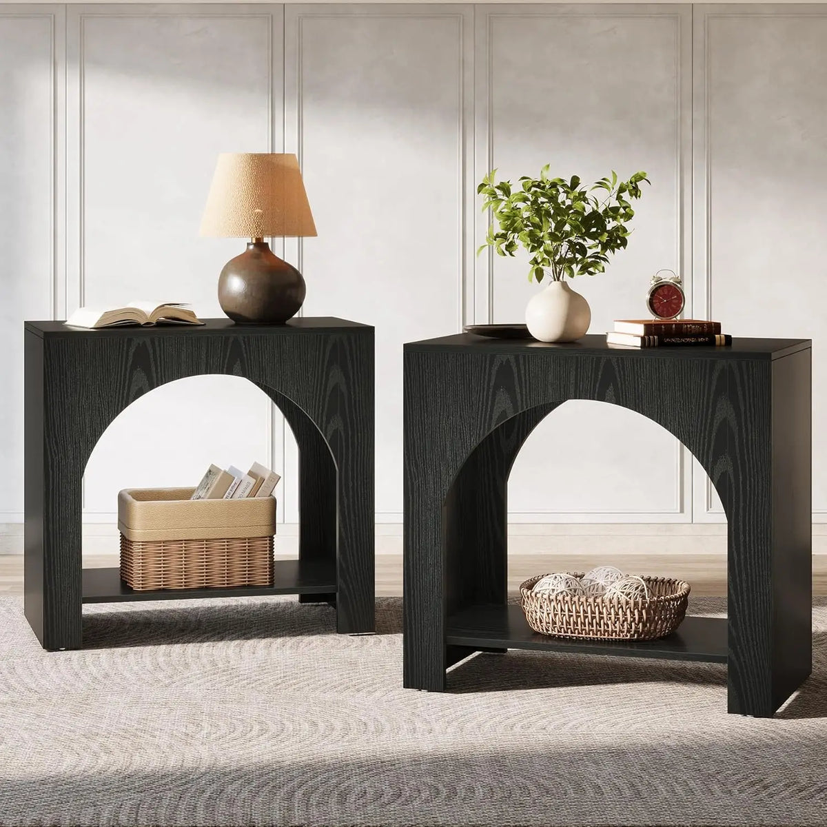 Farmhouse Nightstand With Storage Bedside Table For Bedroom Wooden Metal