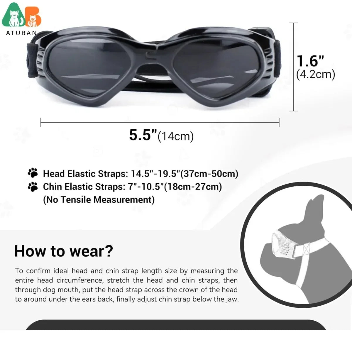 ATUBAN Cool Pet Motorcycle Helmet - Lightweight Goggles & Ear Holes Design, Stylish Protection for Small Dogs Riding & Driving