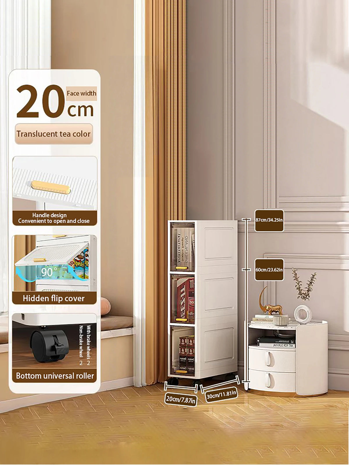 Gap storage cabinet, multi-functional ultra-thin organizer-suitable for kitchen and bathroom gaps, storage cabinet, home storage