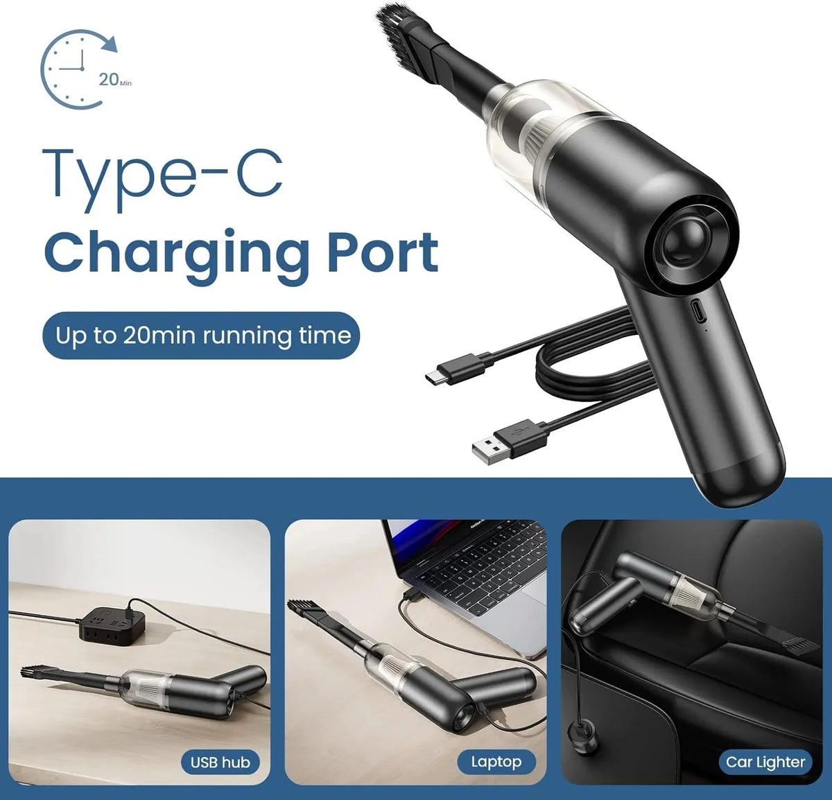 Mini Handheld Car Vacuum Cleaner Wireless High Power Dual Suction And Blower for Interior Cleaning
