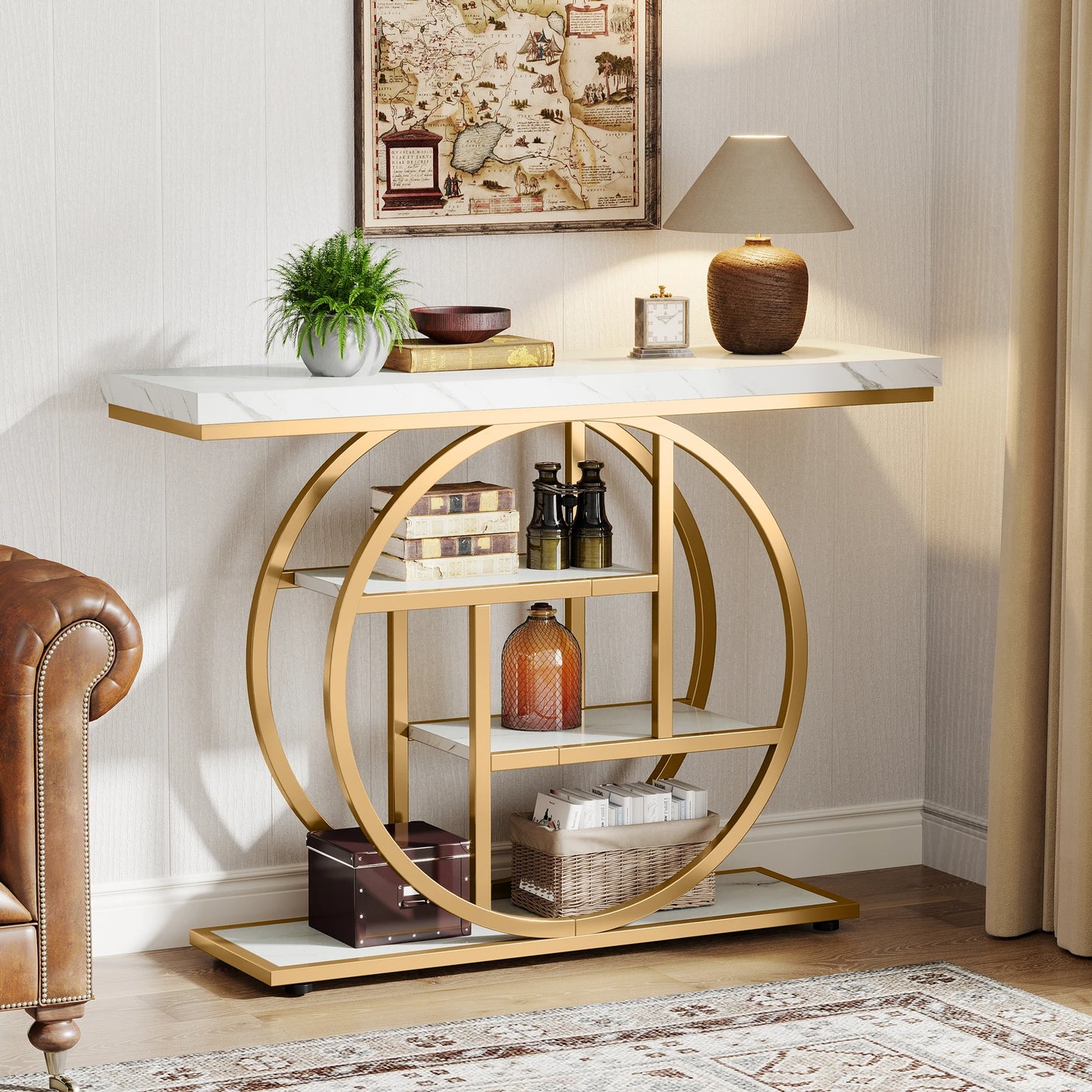 Tribesigns Industrial Console Table 4 Tier Storage Entryway Hallway Stand