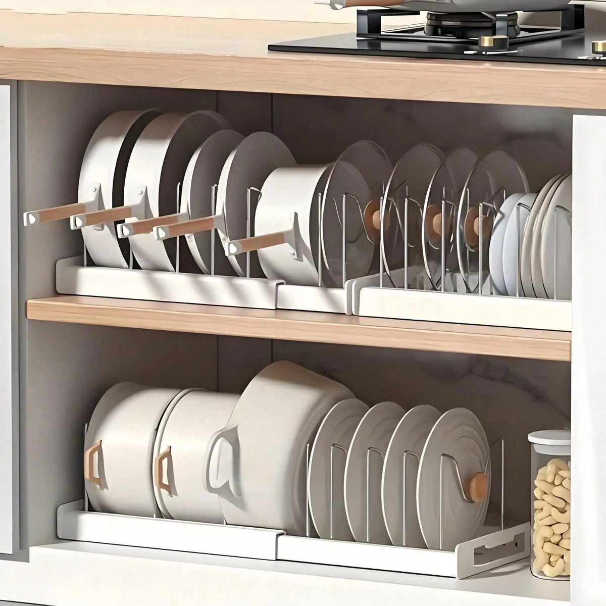 Heavy Duty Stainless Steel Pull Out Pot Lid Organizer Rack