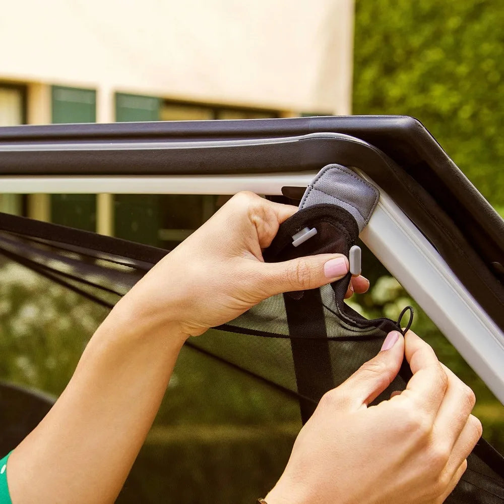 Magnetic Stretch to Fit Car Window Sun Shade Black 2 Pack