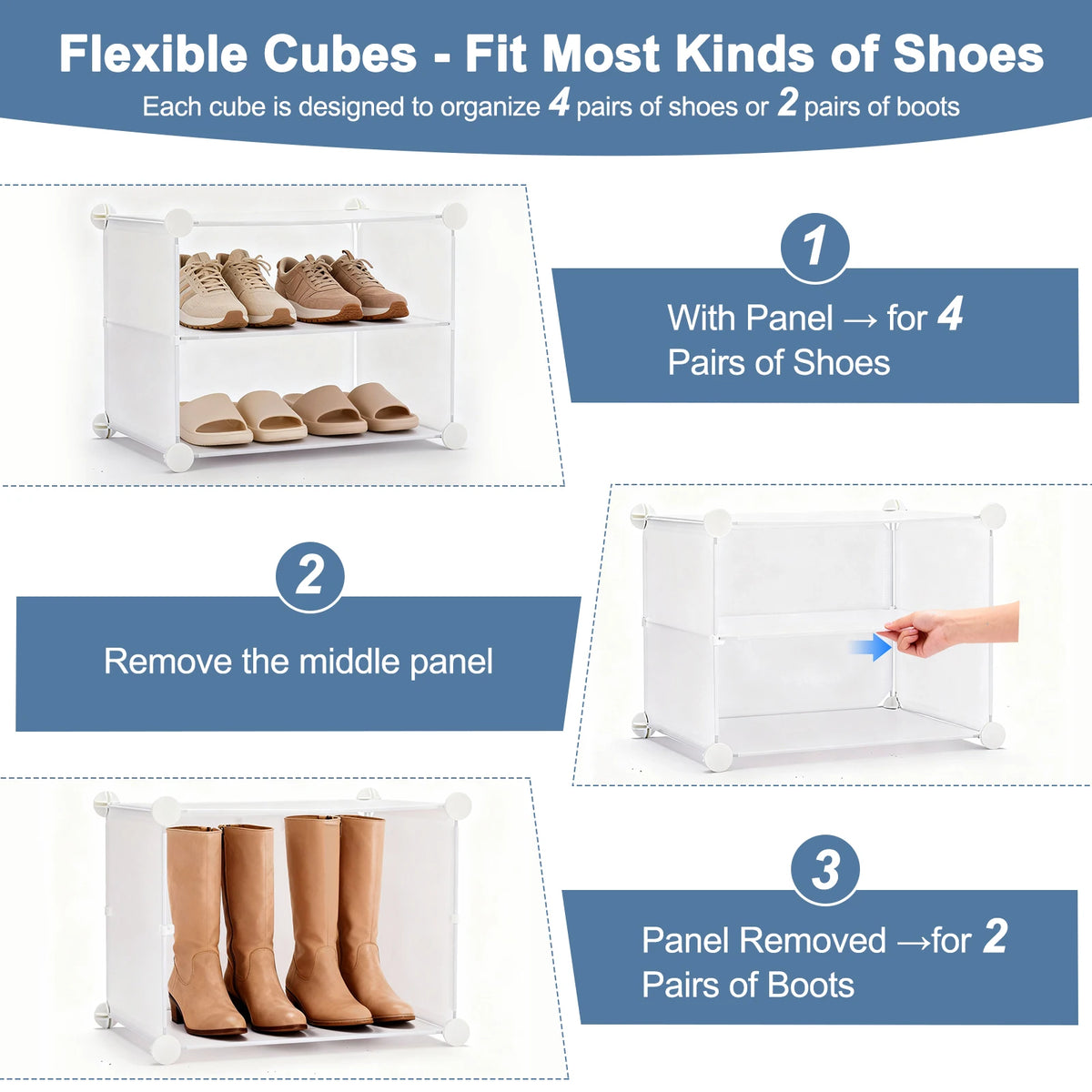 JHK Stackable Shoe Storage Cabinet With Door Plastic Multilayer Rack