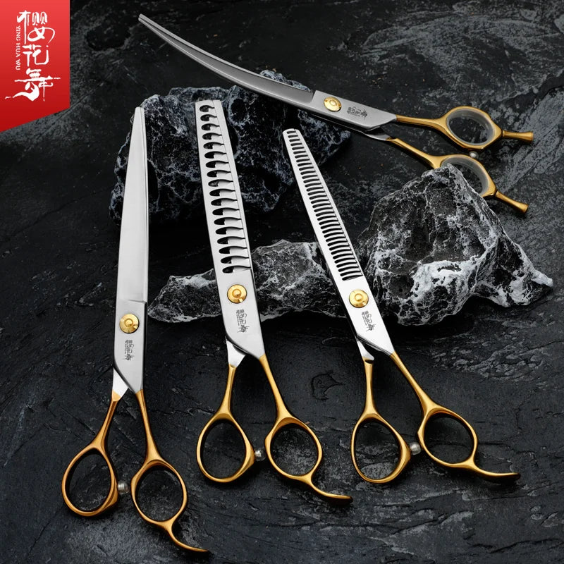Sakura Dance Professional Pets Scissors Grooming Set for Dogs - High-End Japan 440C Professional Specific Shearing