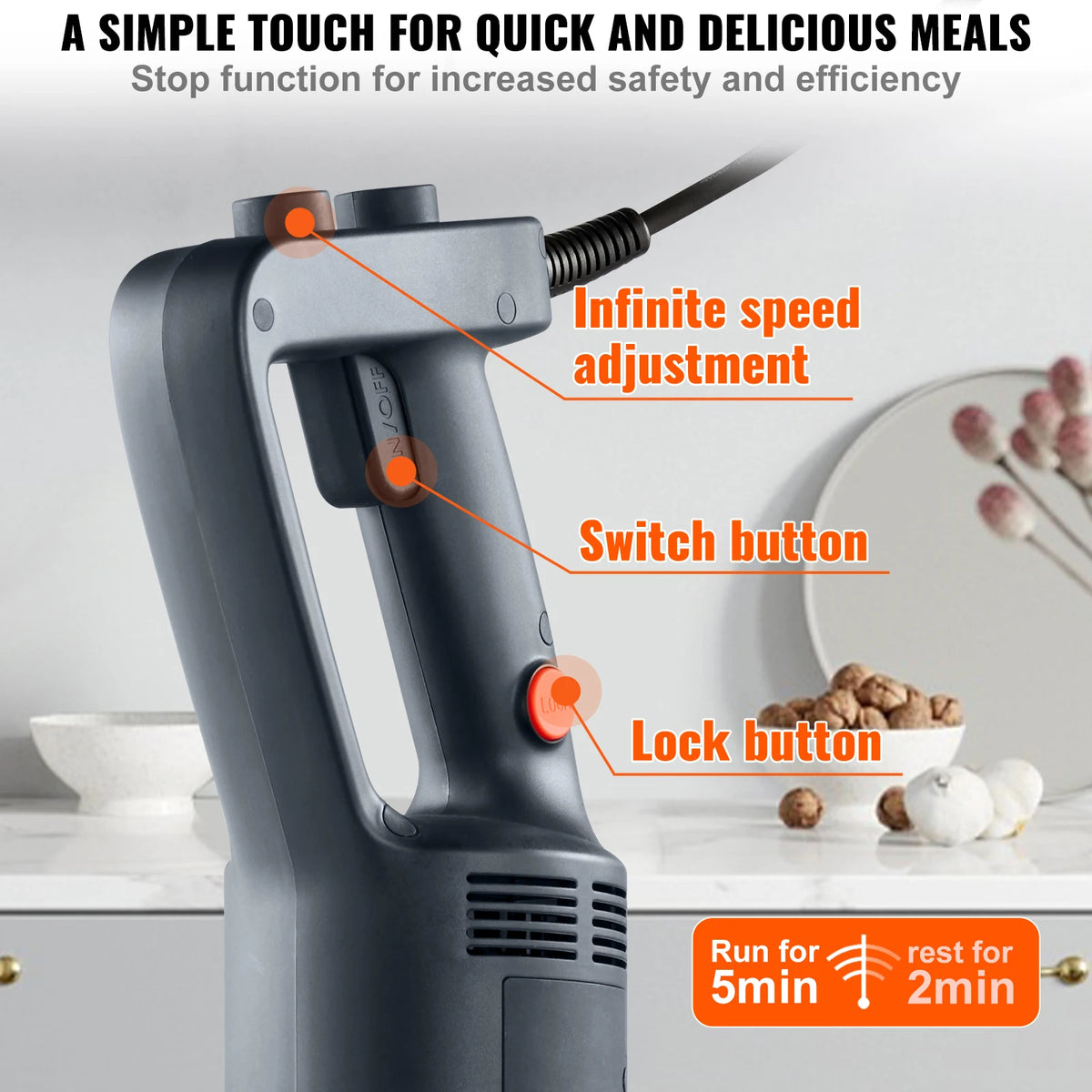 SucceBuy 16" Commercial Immersion Blender Heavy Duty Hand Mixer Multi-Purpose Portable Mixer for Soup Smoothie Puree Baby Food