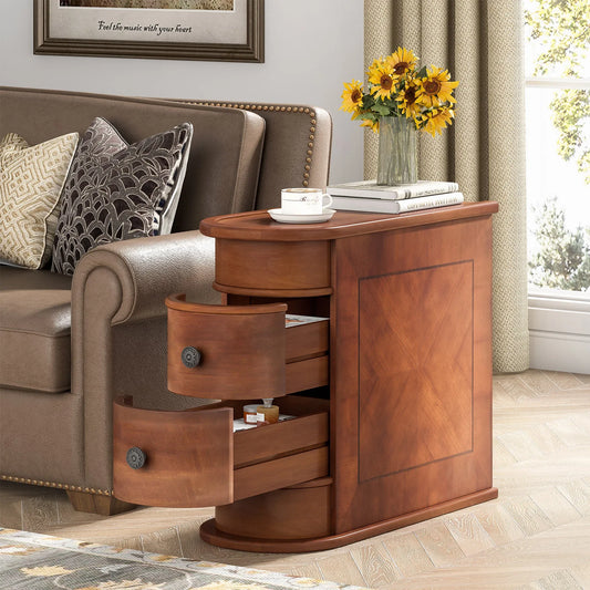 Tribesigns Solid Wood Bedroom End Table Nightstand With Drawer Furniture