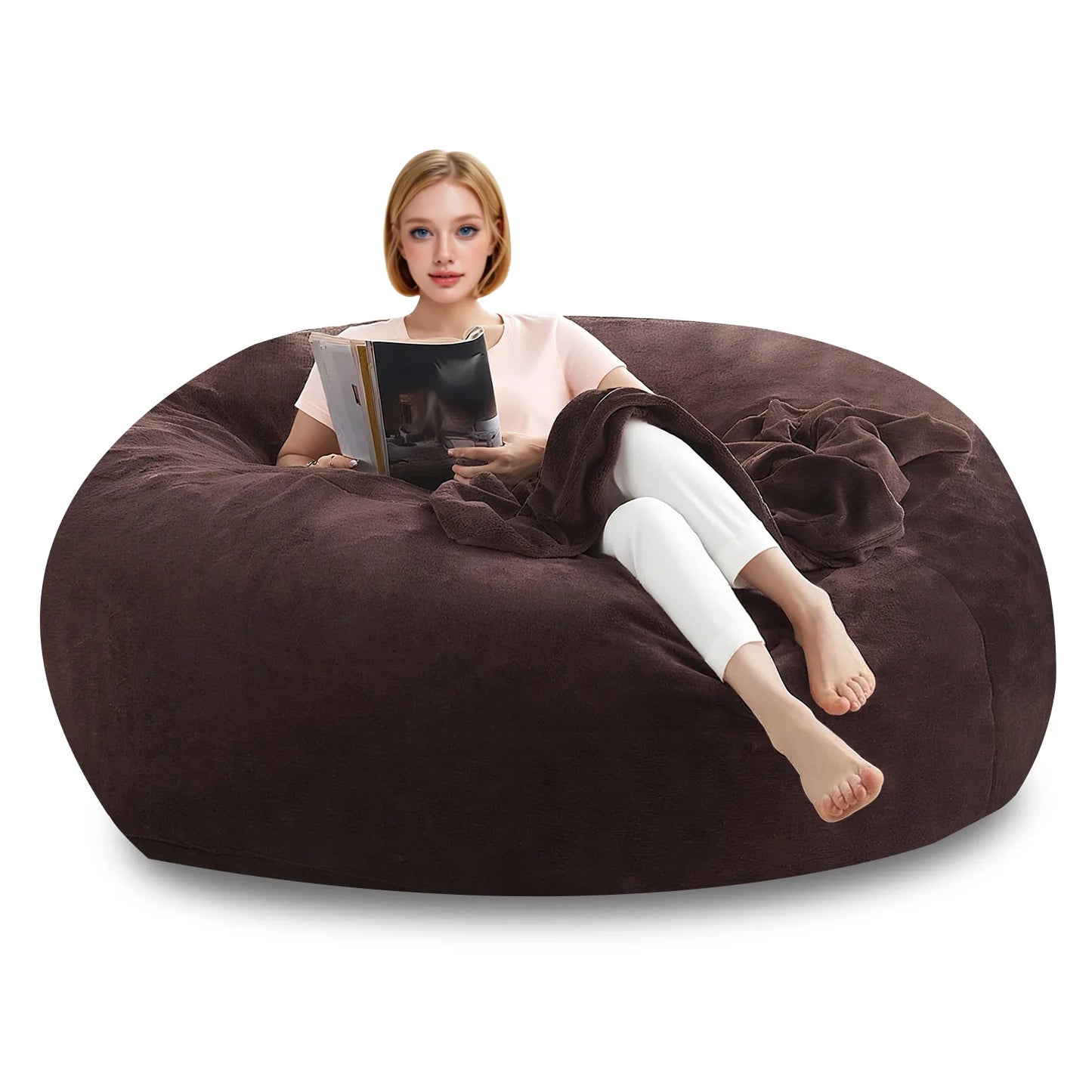 120CM×120CM×60CM, adult beanbag chair with padded beanbag inside, memory foam chair, soft flannel washable cover, ideal reading seat for bedrooms and dorms.
