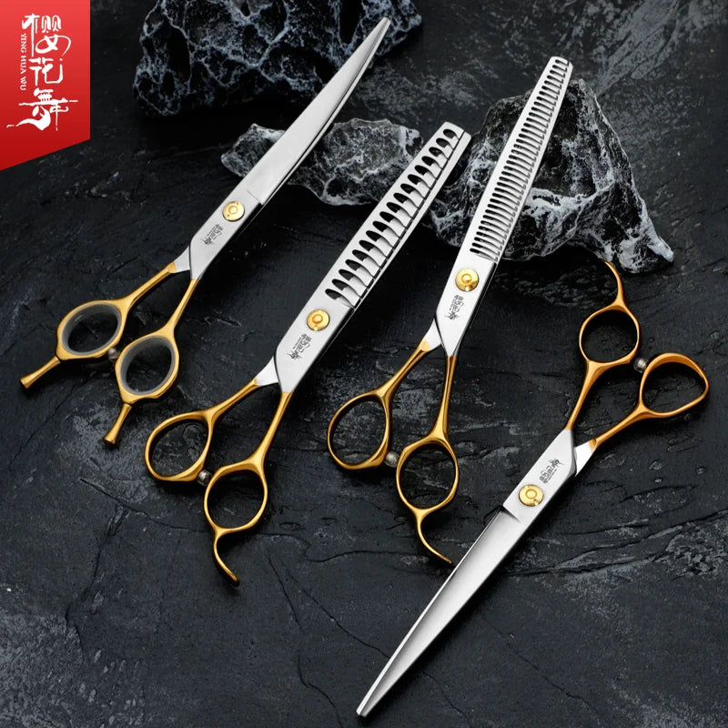 Sakura Dance Professional Pets Scissors Grooming Set for Dogs - High-End Japan 440C Professional Specific Shearing