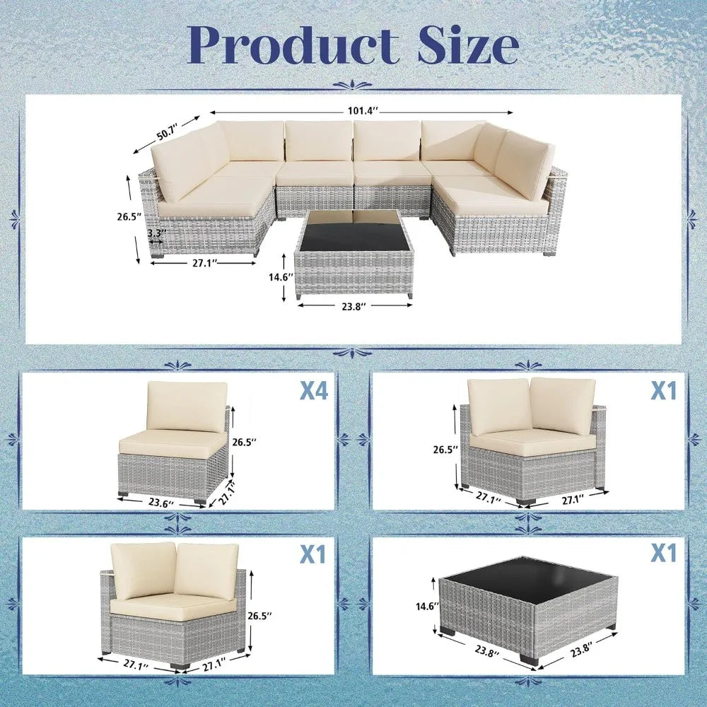 All Weather PE Rattan Outdoor Modular Sectional Conversation Patio Set