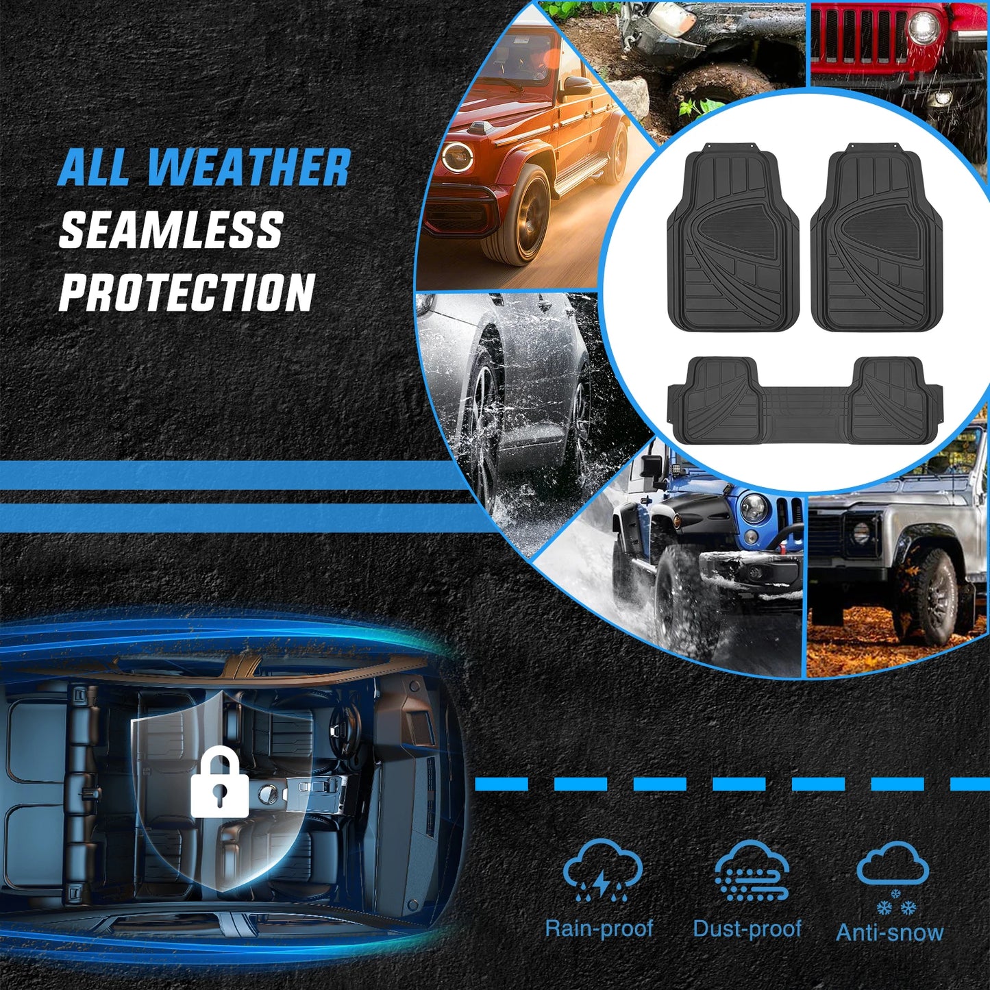 Nilight PVC Floor Mats for Cars Trucks SUVs,Universal Trim to Fit for Most Vehicles,All Weather Protection Heavy Duty Floor Liners,Pack of 4