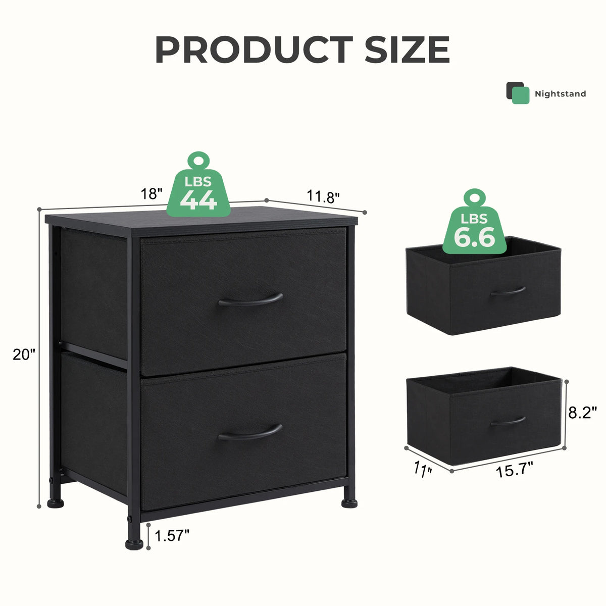 JHK Minimalist Fabric Drawers Living Room Cabinet Set Of 2