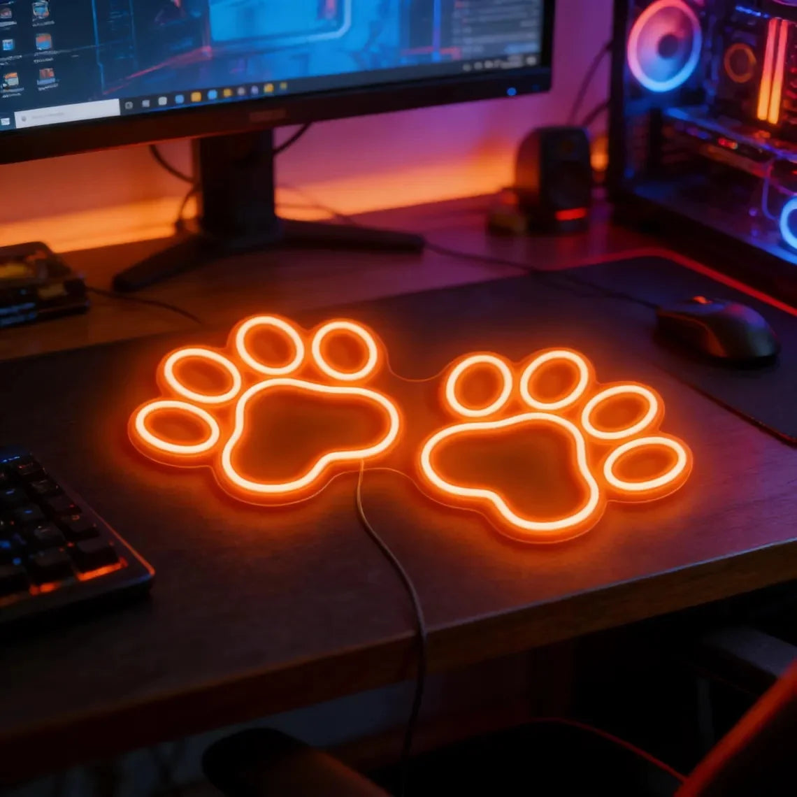 Dog Paw Print Neon Sign Custom Neon Sign Dog Paw Neon Sign Personalized Bar Bedroom Wall Decor Retro Bar Game Room Wall Art