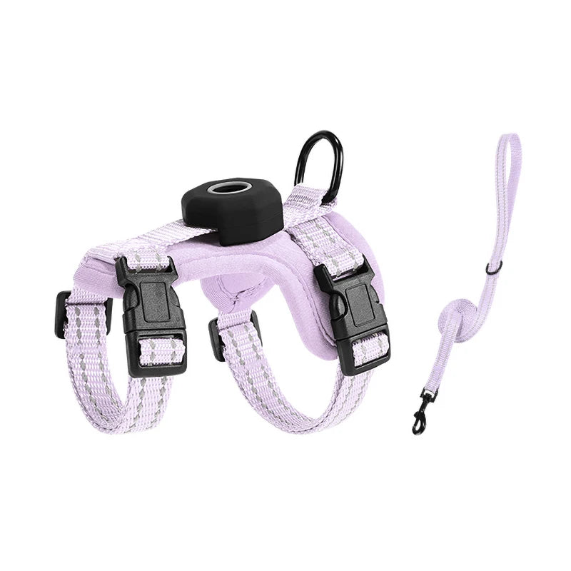 Escape-Proof Cat Harness with AirTag Holder Lightweight Reflective Adjustable Kitten Vest Harness for Outdoor Walking Active Cat