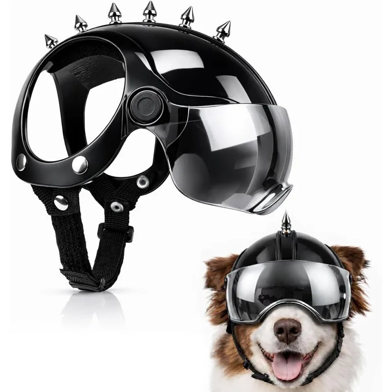 Safety Helmets Dogs Helmet Anti-UV Silver Goggles Ear Holes Adjustable Strap Comfortable Protective Small Animals Driving/Riding