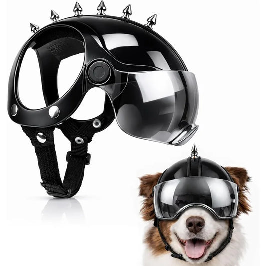 Safety Helmets Dogs Helmet Anti-UV Silver Goggles Ear Holes Adjustable Strap Comfortable Protective Small Animals Driving/Riding