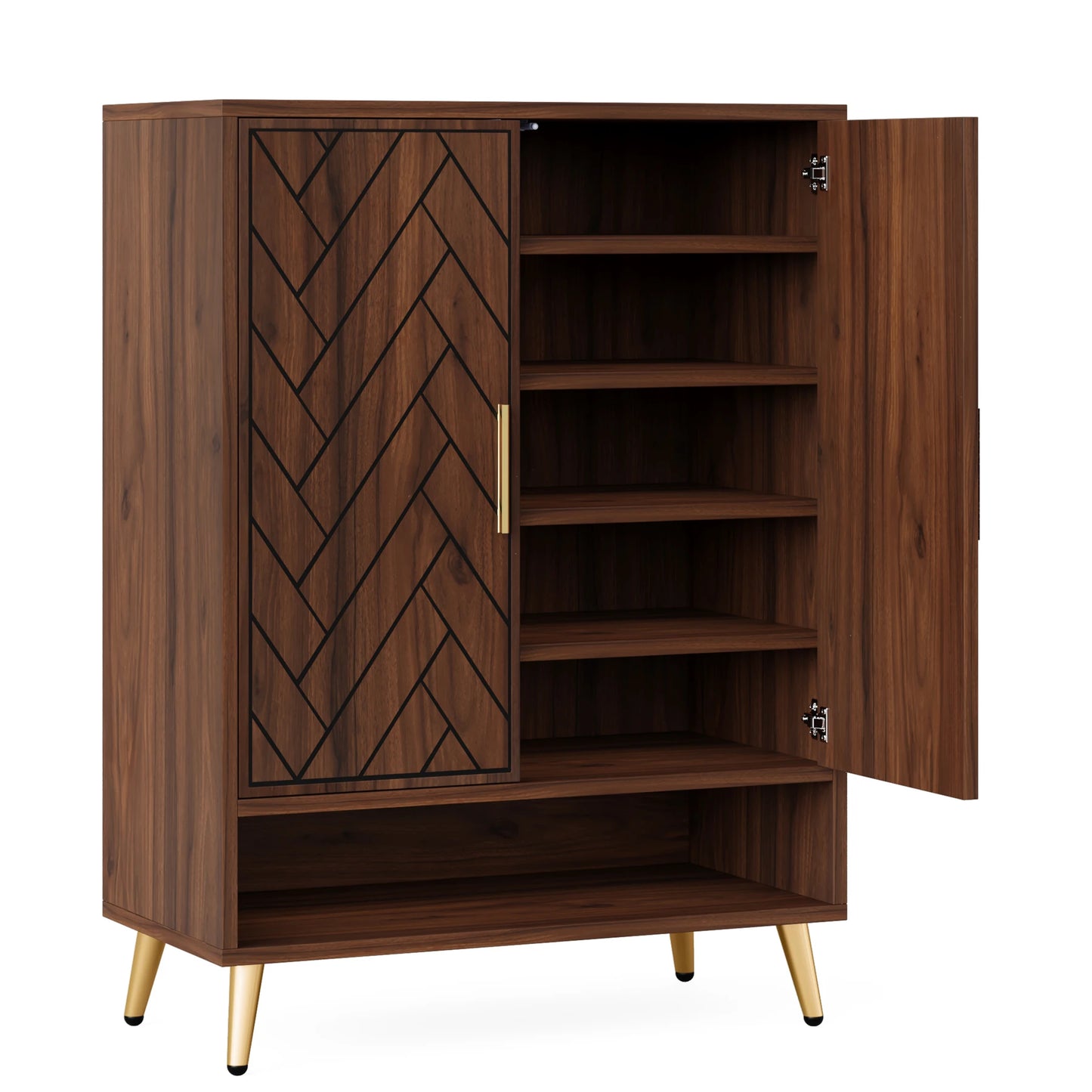 Tribesigns Wooden Shoe Cabinet With Doors Storage Furniture Antique Rack