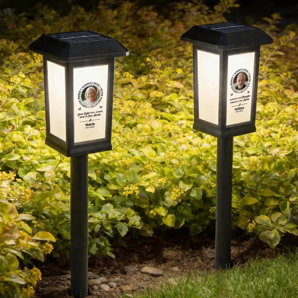 Personalized Memorial Solar Garden Light with Customized Photo Memorial Plaque Memorial Day & Grandparents Day