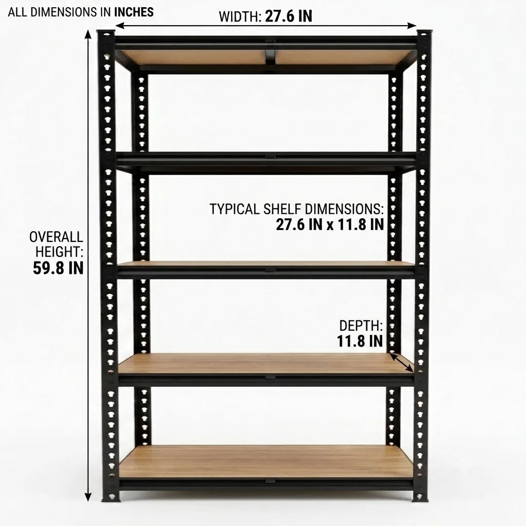 Slim 5-Tier Metal Shelving Unit, 27.6x11.8x59.8 Inch Heavy Duty Storage Rack, Adjustable Pantry Shelf Food Storage Organizer for Kitchen, Living Room Plant Stand & Display Rack, No-Tool Assembly