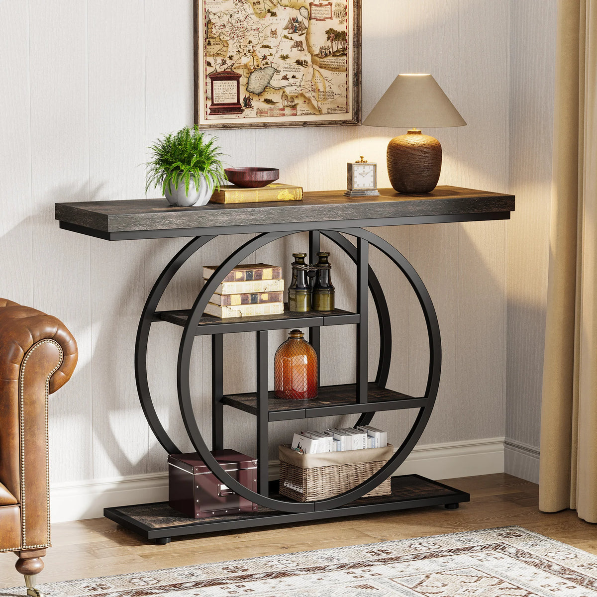 Tribesigns Industrial Console Table 4 Tier Storage Entryway Hallway Stand