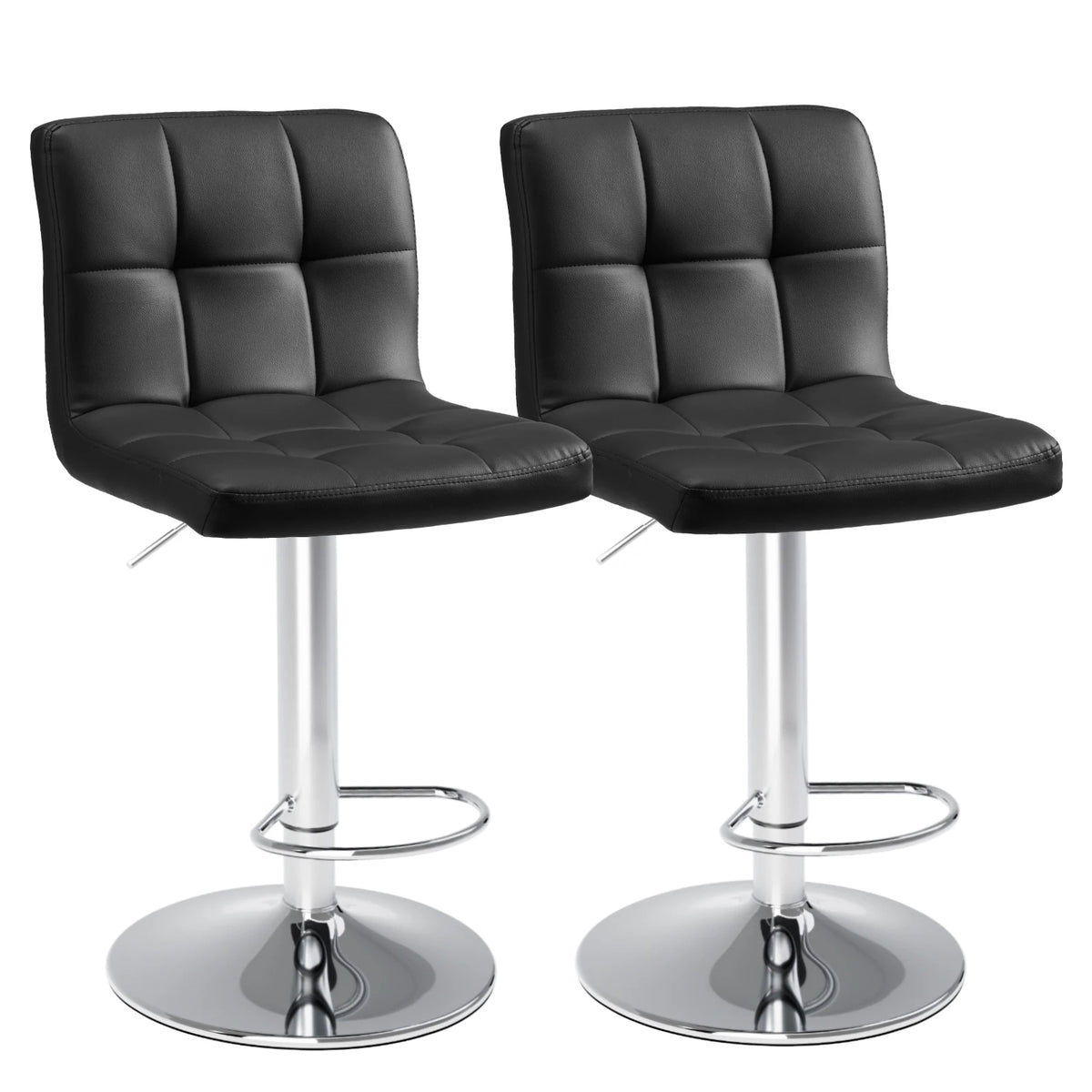 JHK PU Leather Upholstered Bar Stools With Comfortable Backrest Set