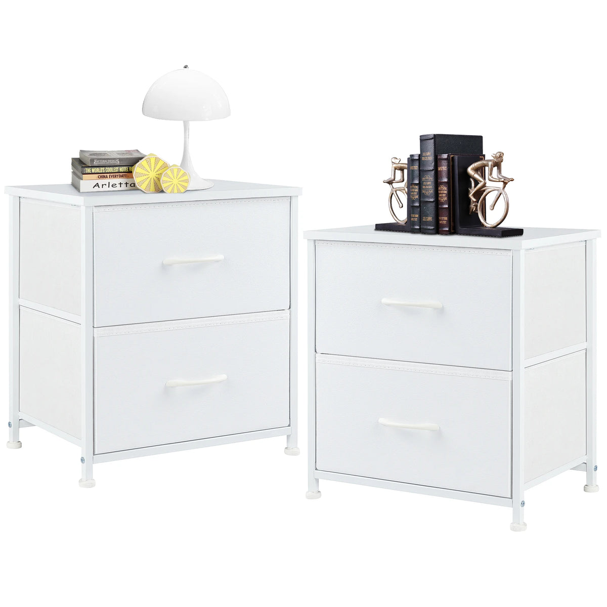 JHK Minimalist Fabric Drawers Living Room Cabinet Set Of 2