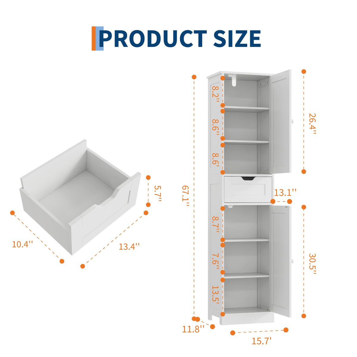 Space-Saving Slim Bathroom Storage Cabinet – Vertical Organizer Rack, Robust Particle Board, Appropriate for Basin Area, Compact Solution, Rustic Style