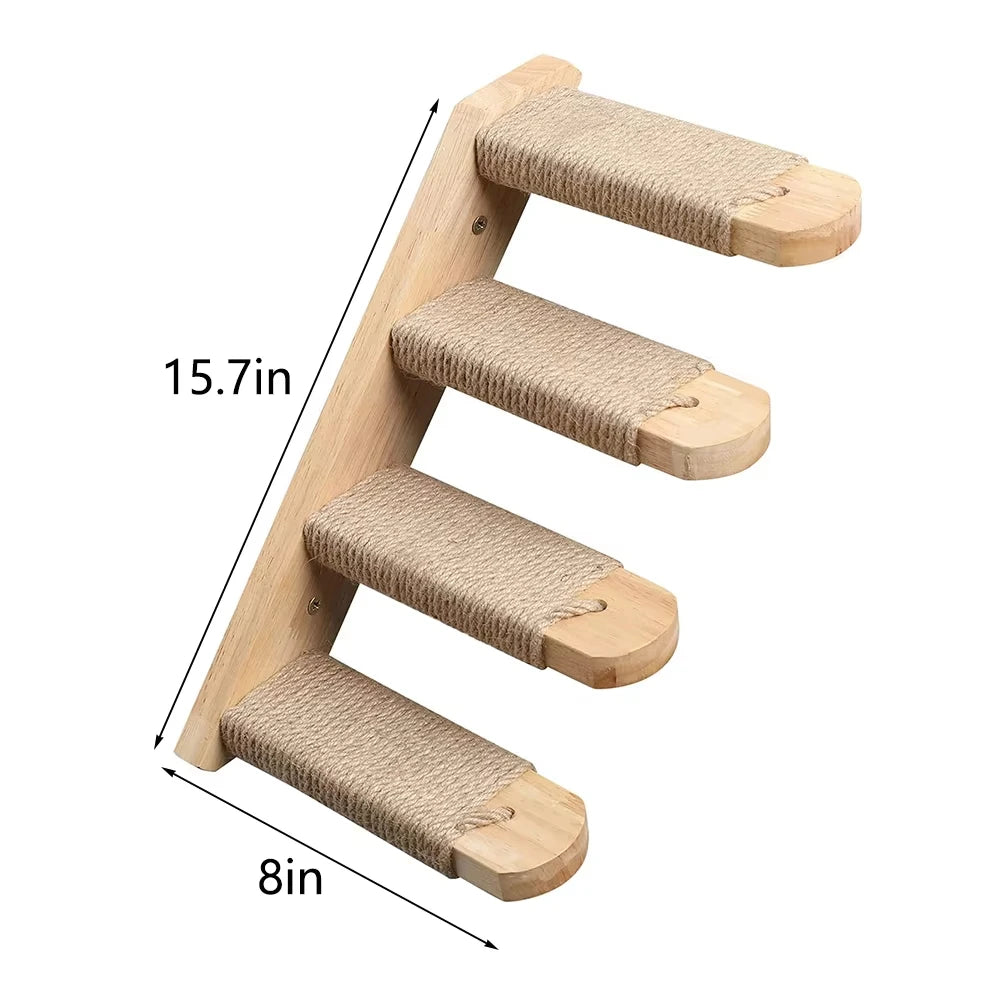 CWV Wall Mounted Cat Climbing Shelves With Sisal Scratching Post