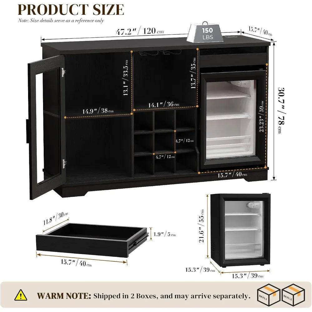 Coffee Bar Cabinet With Built In Fridge And Kitchen Storage Sideboard