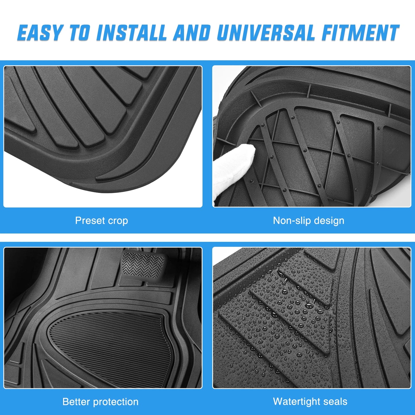 Nilight PVC Floor Mats for Cars Trucks SUVs,Universal Trim to Fit for Most Vehicles,All Weather Protection Heavy Duty Floor Liners,Pack of 4