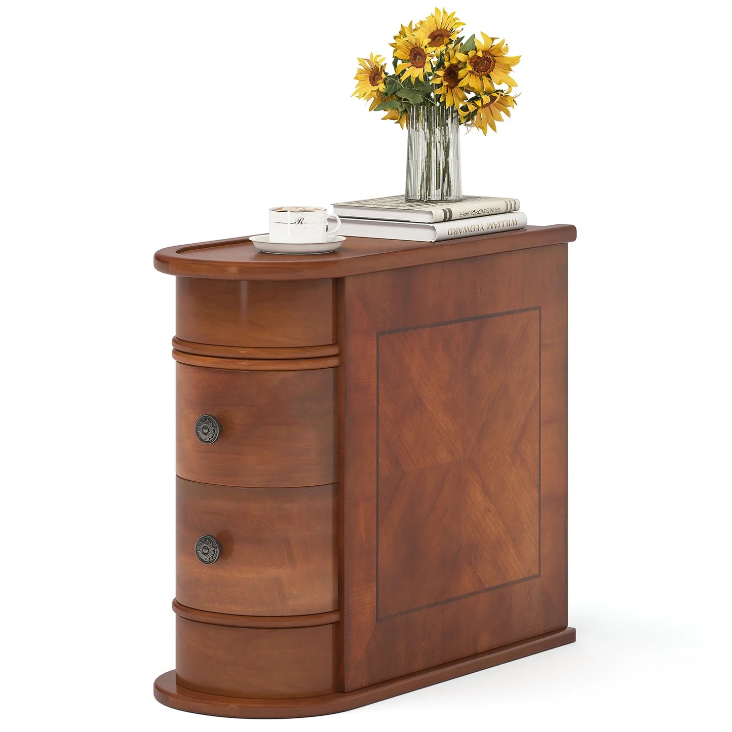Tribesigns Solid Wood Bedroom End Table Nightstand With Drawer Furniture