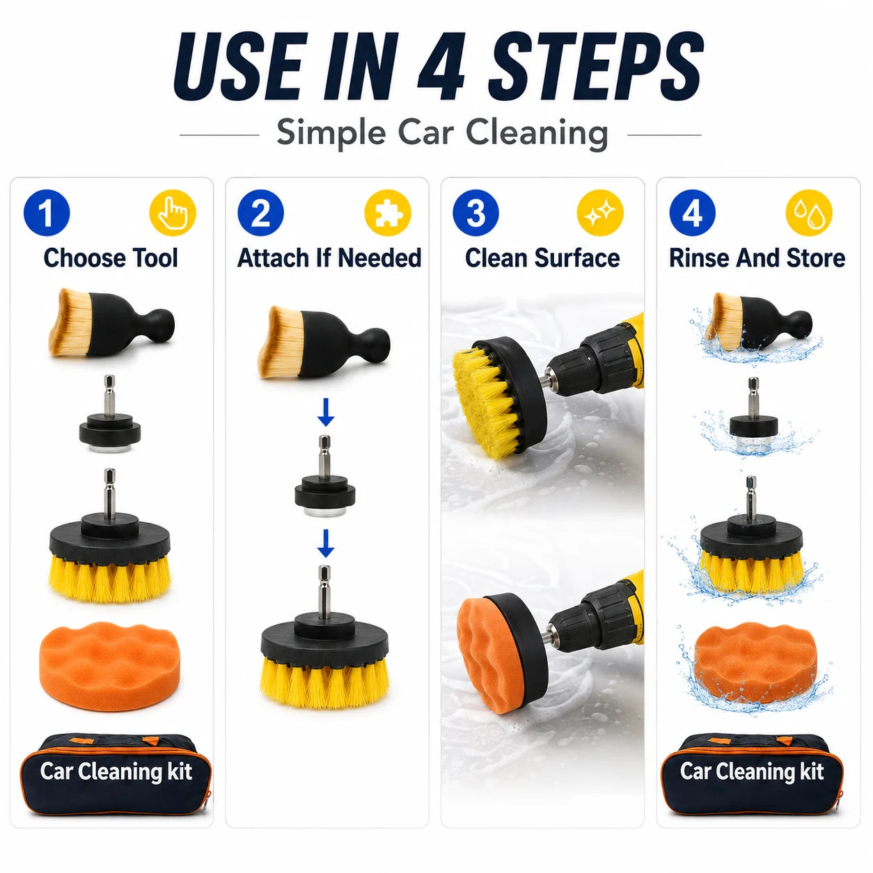New Car Cleaning Kit Scrubber Drill Detailing Brush Set Air Conditioner Vents Towel Polisher Car Auto Detailing Tools
