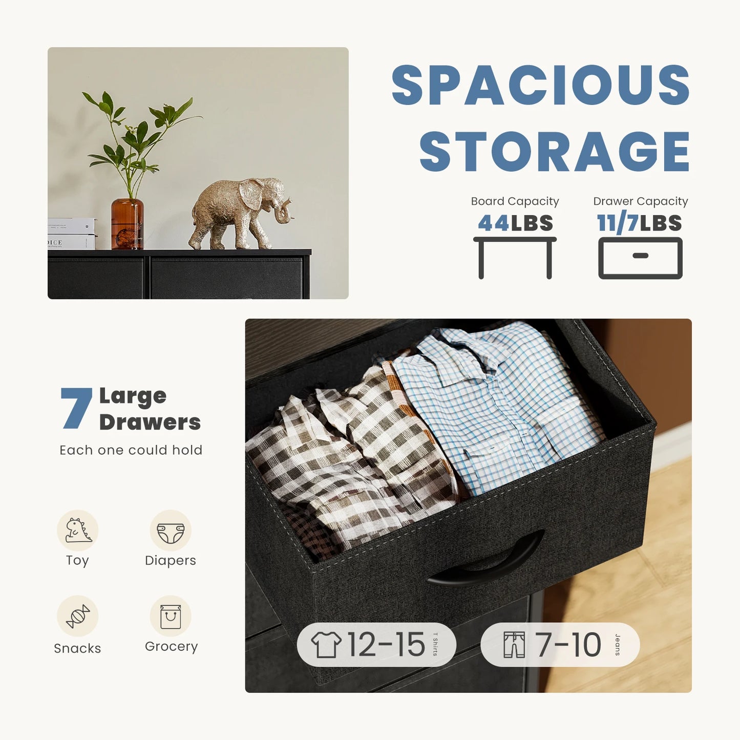 JHK Modern Bedroom Furniture Storage Fabric Drawer Organizer Chest