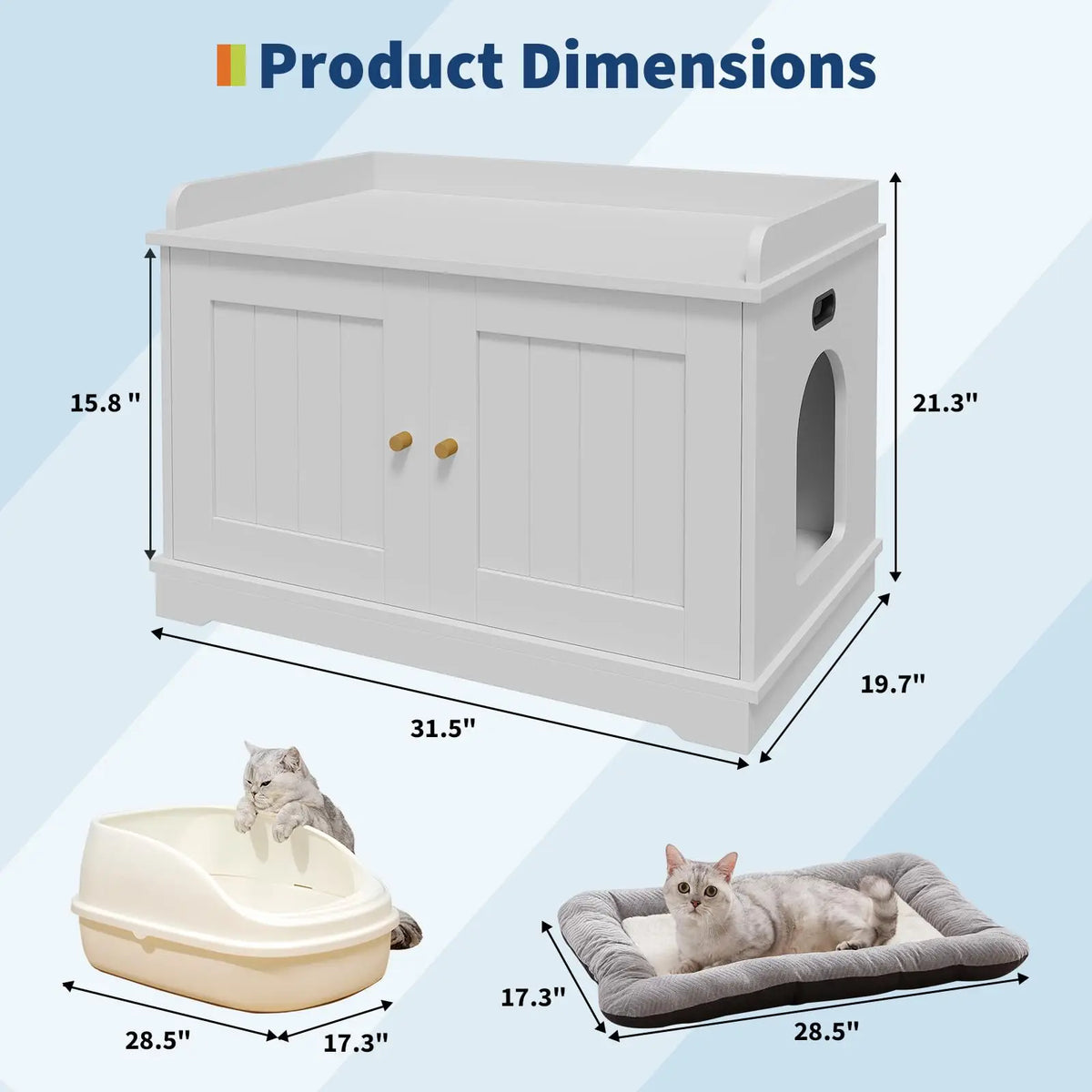 31.5 Inch Wooden Cat Litter Box Enclosure Hidden Litter Box With Barn Door Ventilated Large Pet House Furniture For All Cats