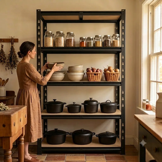 Slim 5-Tier Metal Shelving Unit, 27.6x11.8x59.8 Inch Heavy Duty Storage Rack, Adjustable Pantry Shelf Food Storage Organizer for Kitchen, Living Room Plant Stand & Display Rack, No-Tool Assembly