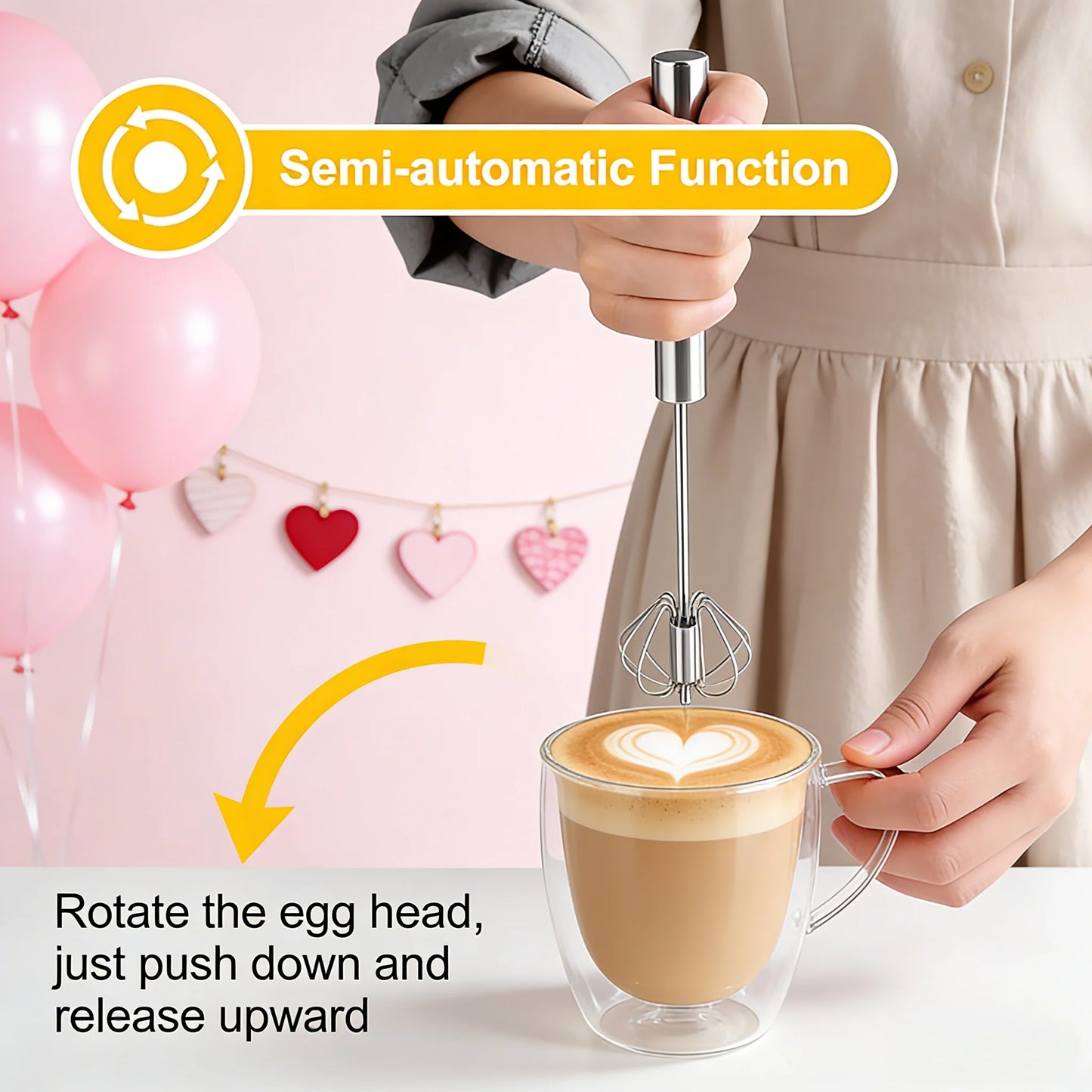 Handheld Automatic Electric Whisk One Touch Multi Function Hand Mixer for Egg Cream Powder Drink Blending Practical Kitchen Gadget Valentine Gift