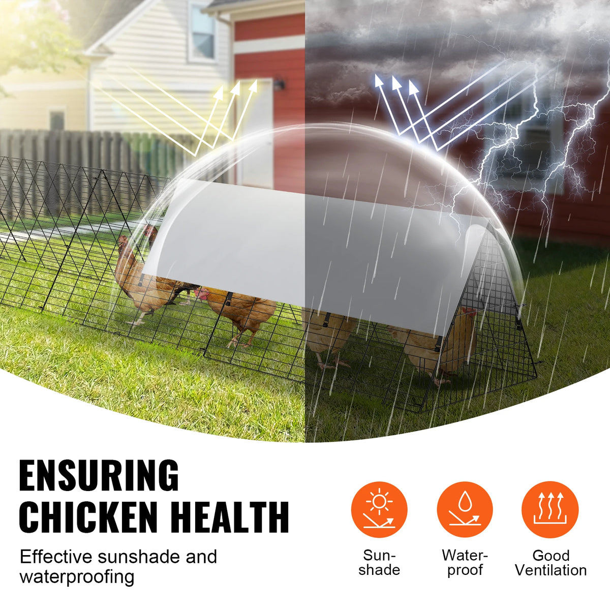 SucceBuy Chicken Tunnels 157.5 x 39.4 x 24.2 in Chicken Tunnels for Yard Portable Chicken Tunnels for Outside Corner Frames