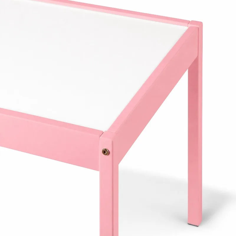 Mainstays Kids 3-Piece Dry Erase Activity Table and Chair Set for Learning, Drawing & Creative Play, Pink