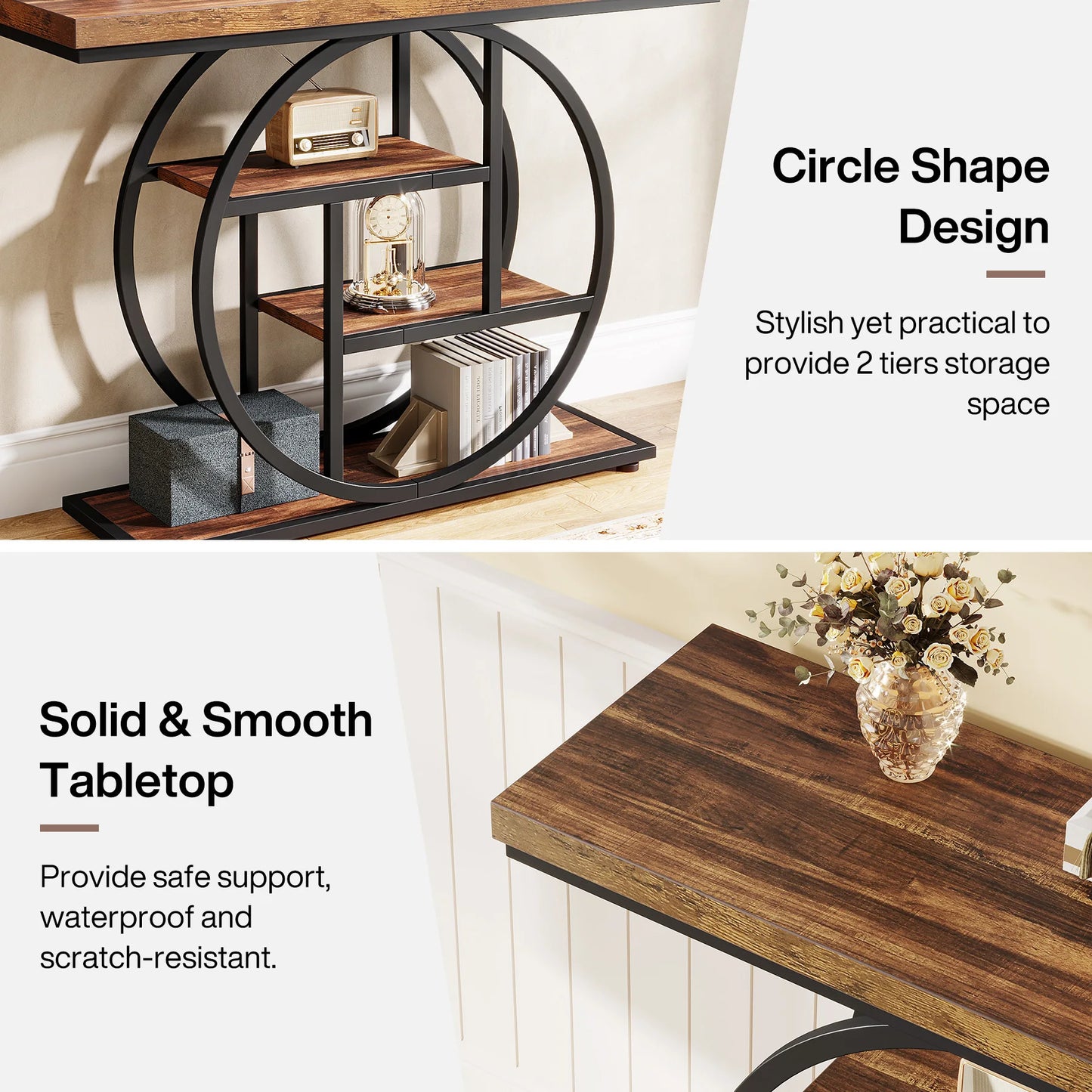 Tribesigns Industrial Console Table 4 Tier Storage Entryway Hallway Stand